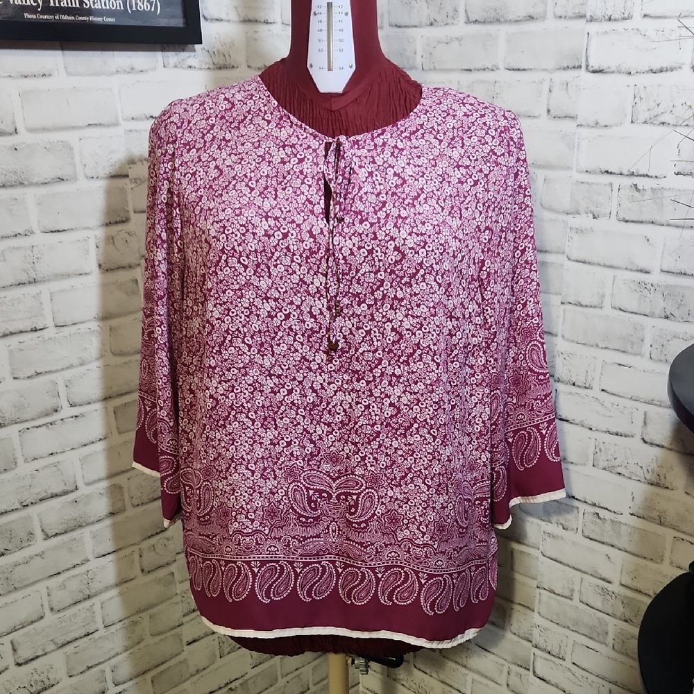 Lucy & Laurel SZ 1X Pink Paisley Blouse
